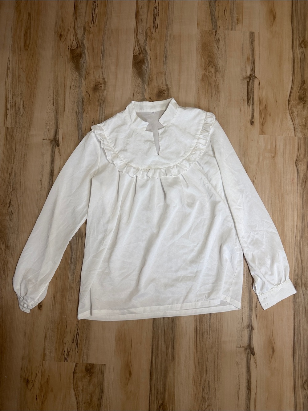 White Ruffled Collar Long Sleeve Blouse